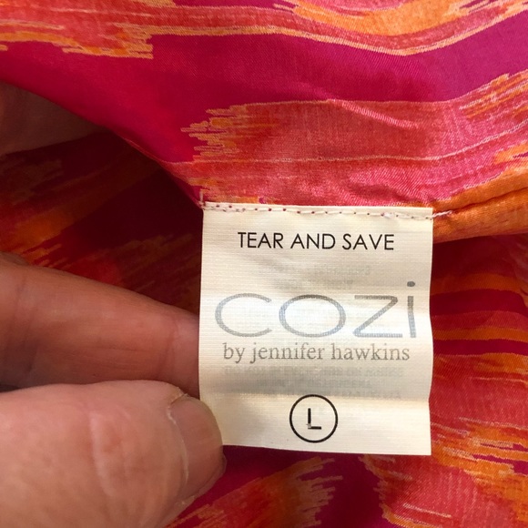 Cozi by Jennifer Hawkins 100% silk pink/orange swim cover-up sz. L - Picture 5 of 6